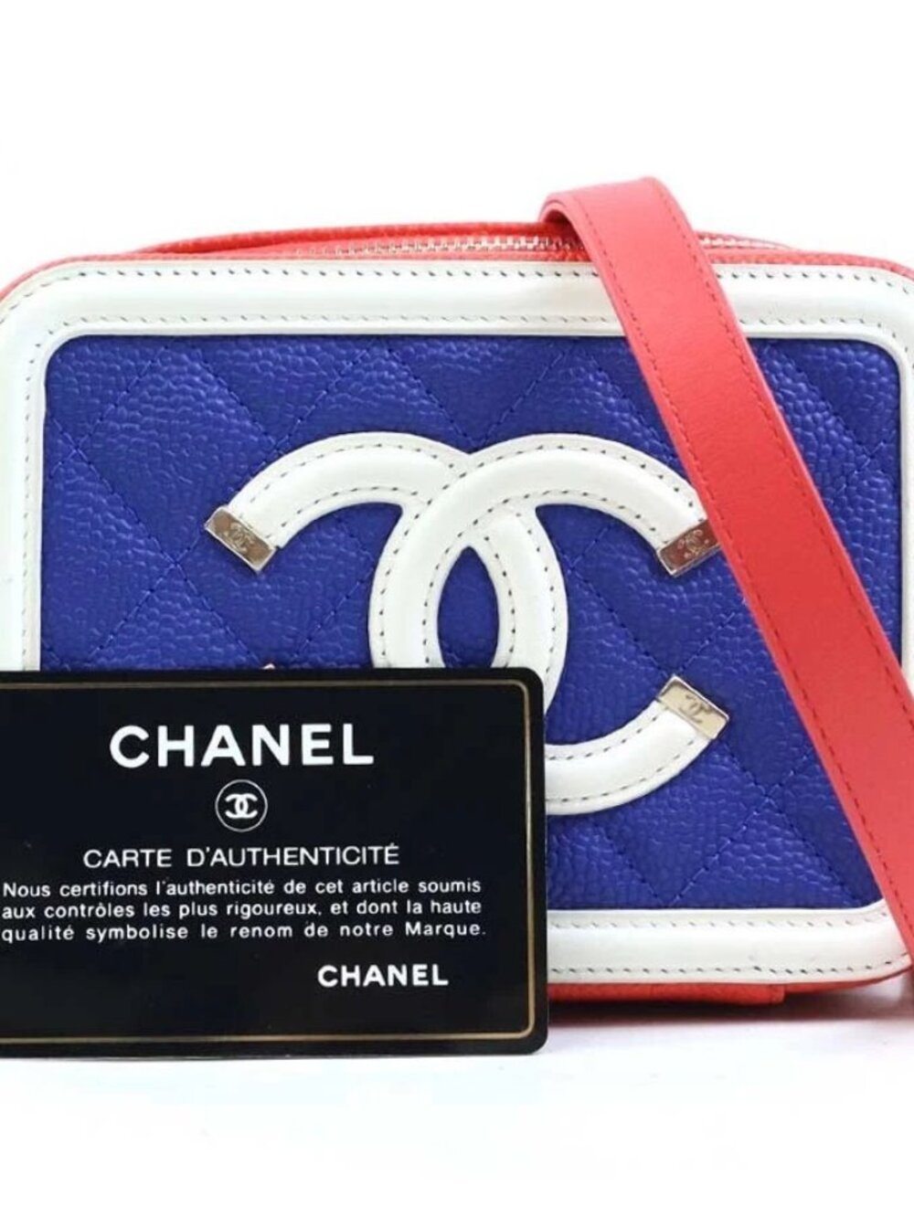 CHANEL CC Filigree Mini Crossbody Shoulder Bag Orange/Blue/Pink